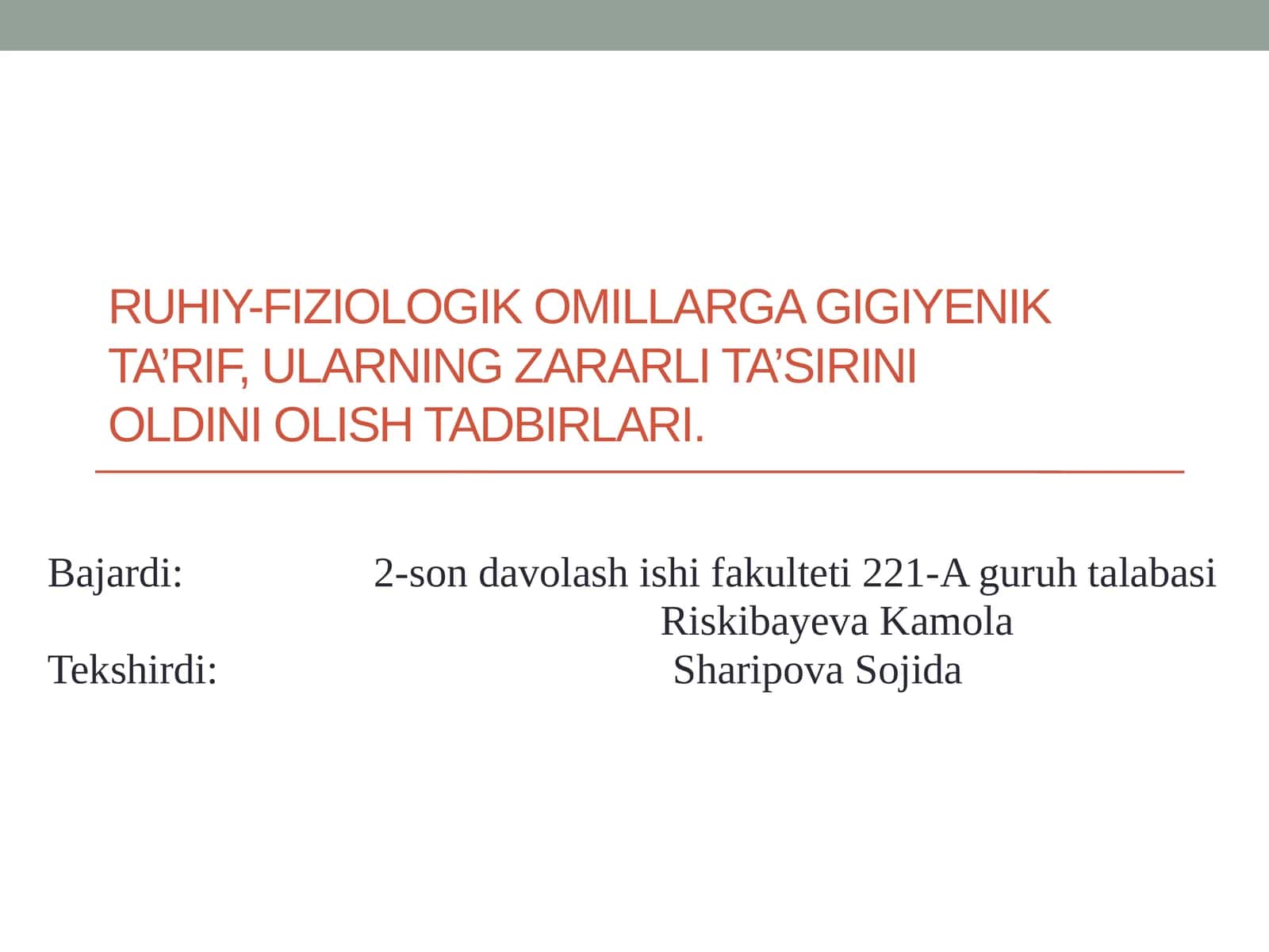 Gigiyena fanidan Ruhiy fiziologik omillarga gigiyenik tarif mavzusida .pptx 1