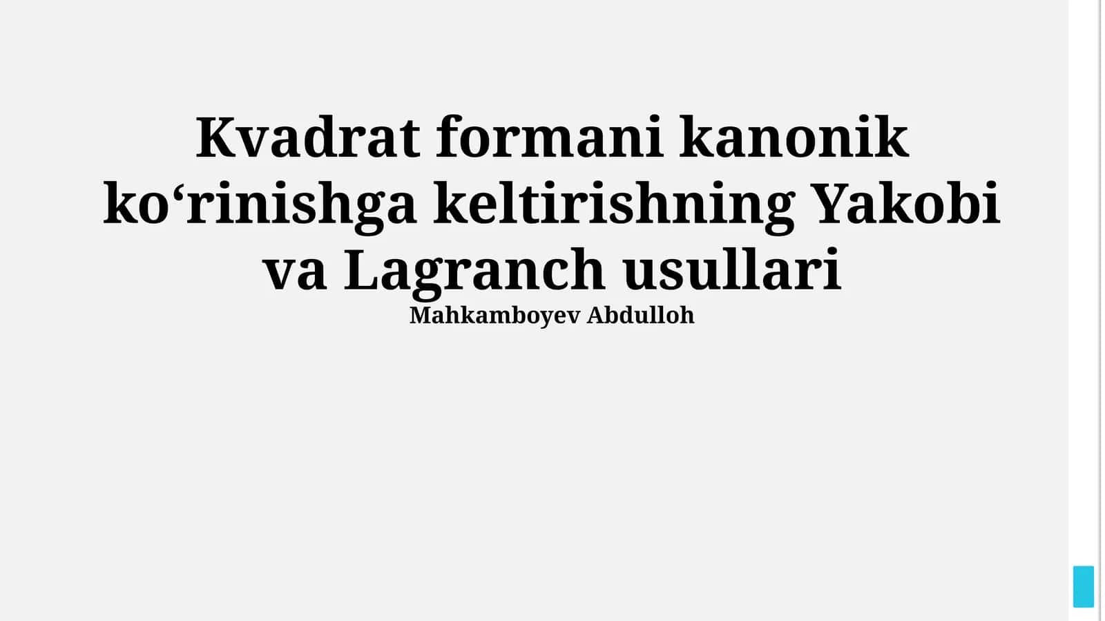 Yakobi va Lagranj usullari 1