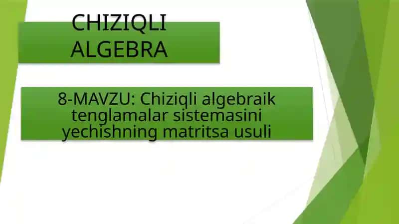 Chiziqli algebraik tenglamalar sistemasini yechishning matritsa usuli