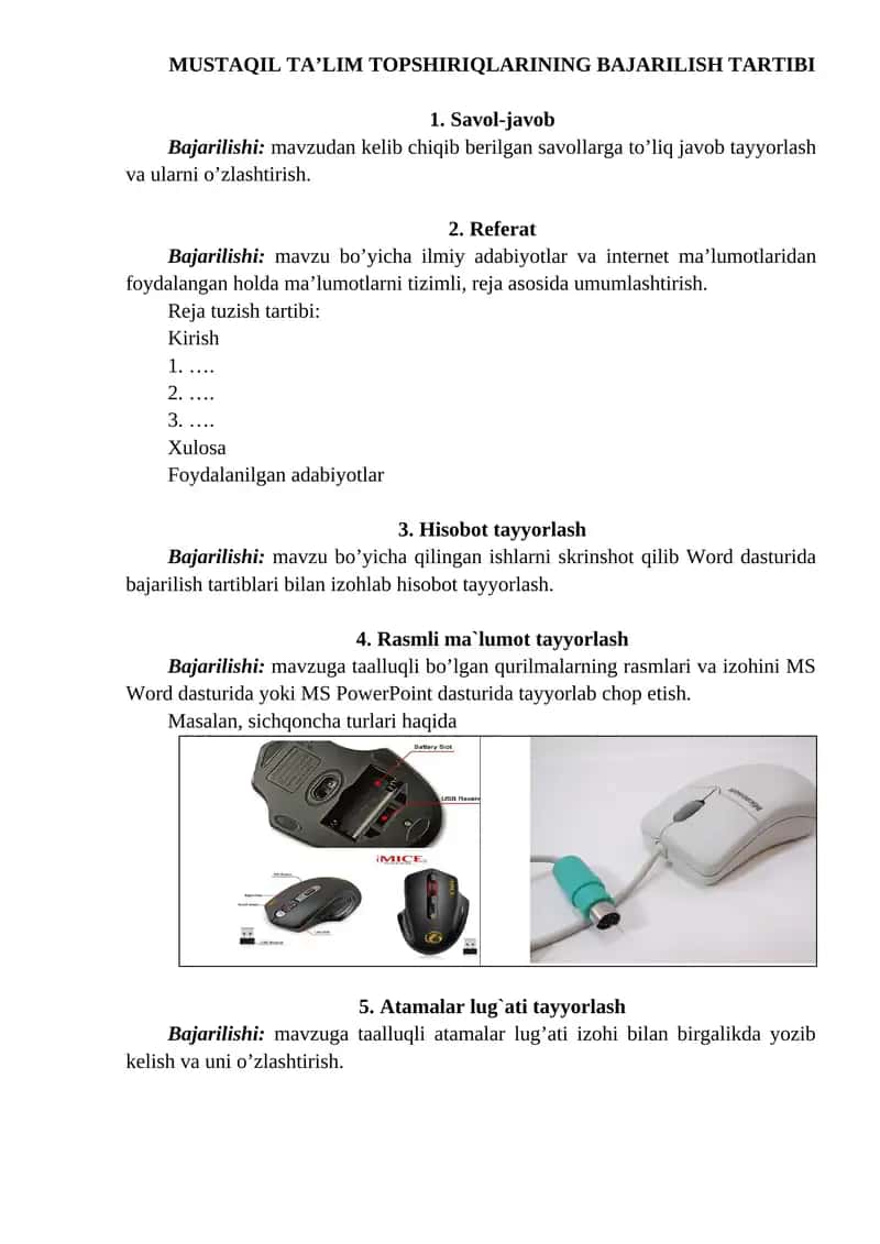 MUSTAQIL TA’LIM TOPSHIRIQLARINING BAJARILISH TARTIBI 1