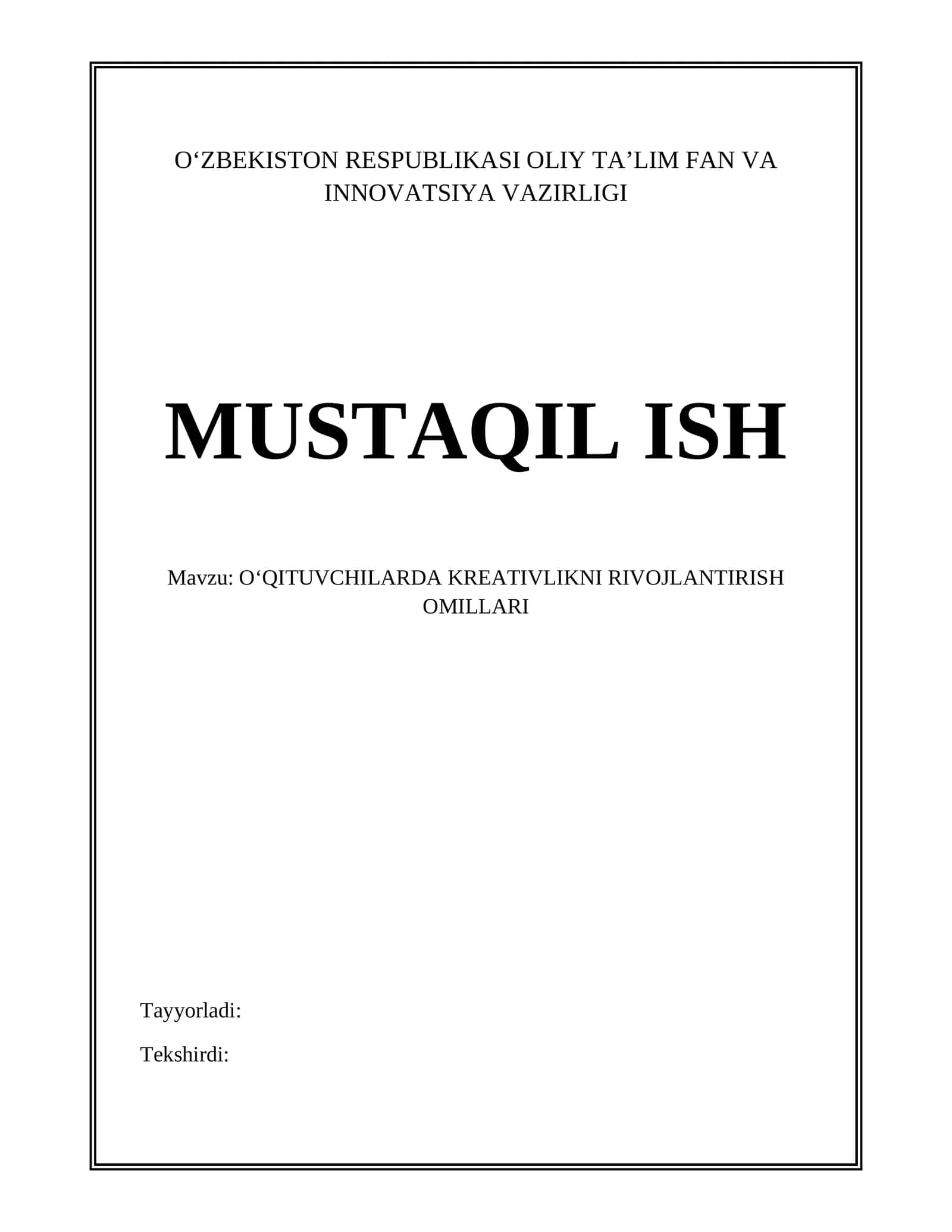 OʻQITUVCHILARDA KREATIVLIKNI RIVOJLANTIRISH OMILLARI 1