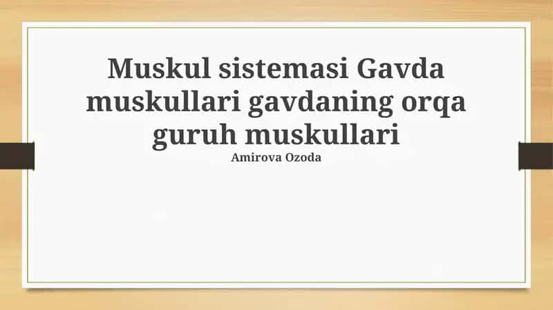 Orqa Mushaklar Guruhi 1