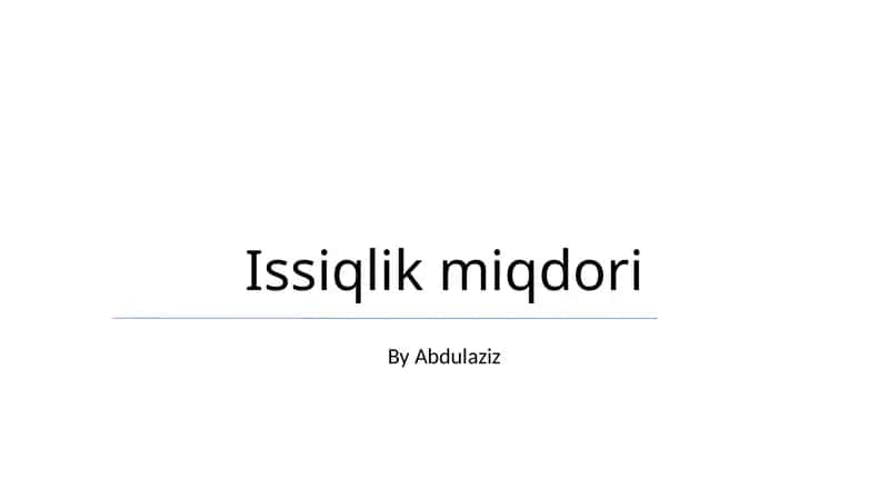 Issiqlik miqdori 1