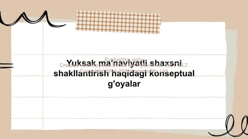 Yuksak ma'naviyatli shaxsni shakllantirish haqidagi konseptual g'oyalar 1