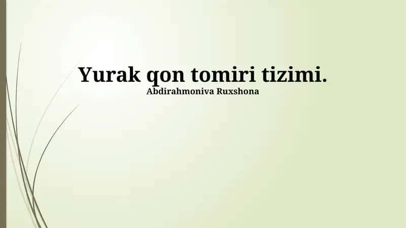 Yurak-qon tomir tizimi 1