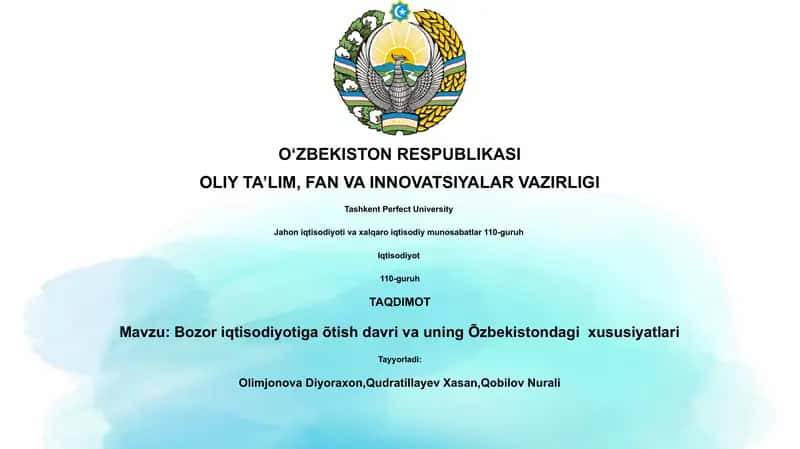 Bozor iqtisodiyotiga õtish davri va uning Õzbekistondagi xususiyatlari 1
