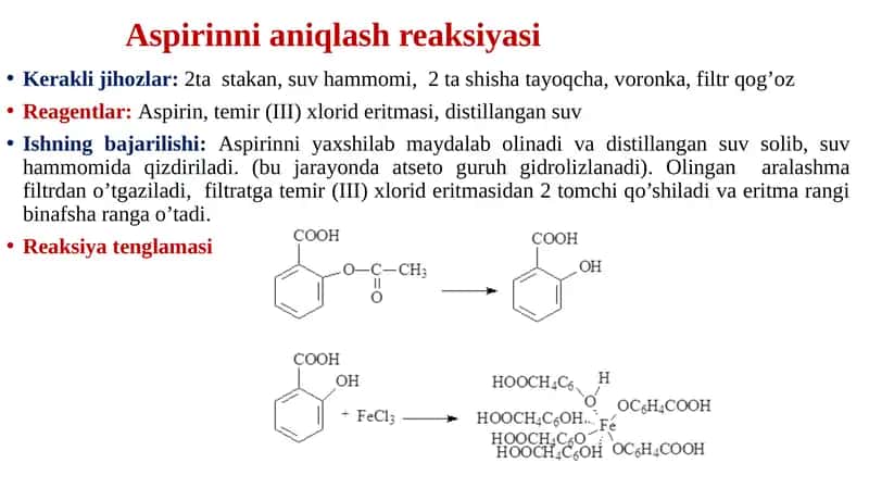 Aspirinnianiqlashreaksiyasi 1