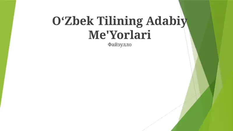 Oʻzbek Tilining Adabiy Me'Yorlari 1