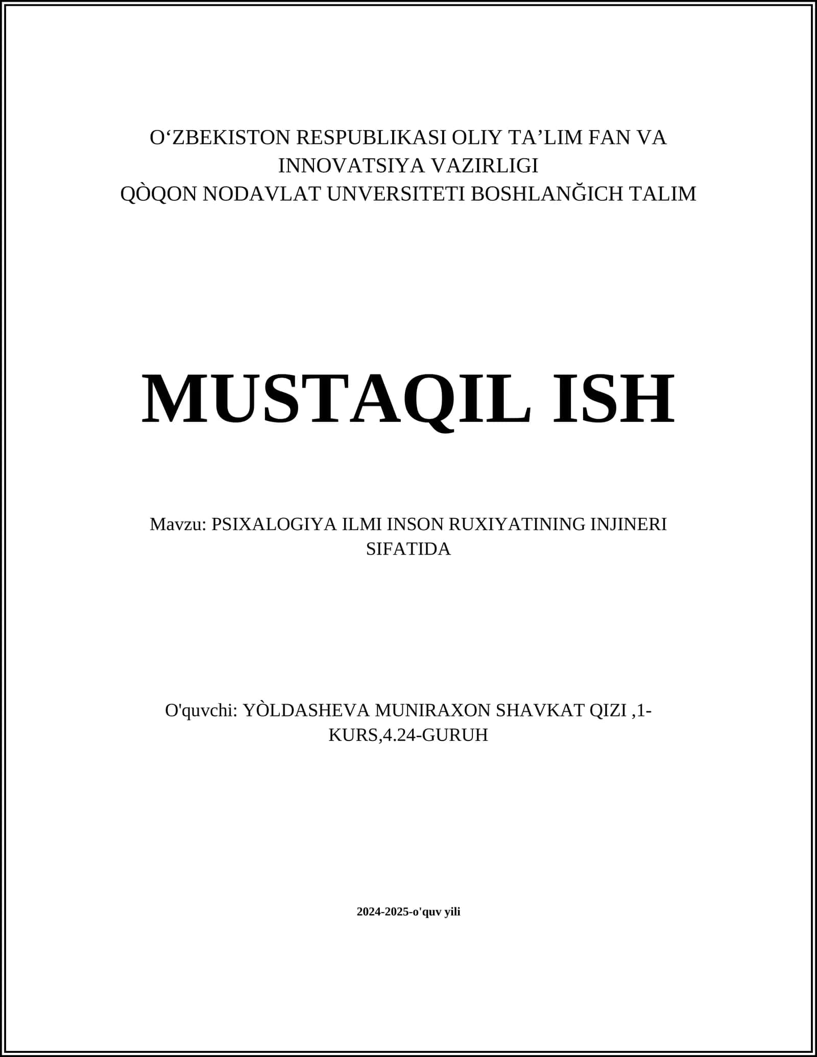 PSIXOLOGIYA ILMI INSON RUXIYATINING INJINERI SIFATIDA 1