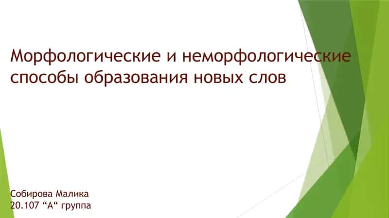 Морфологические и неморфологические способы образования новых слов 1