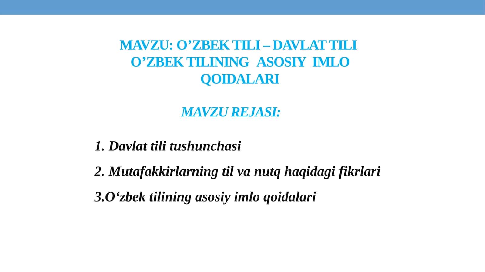 O‘zbek Tili - Davlat Tili 1