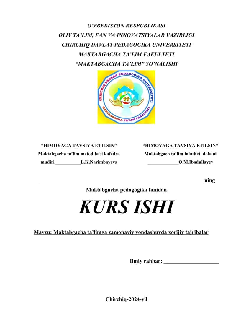 Maktabgacha ta’limga zamonaviy yondashuvda xorijiy tajribalar 1