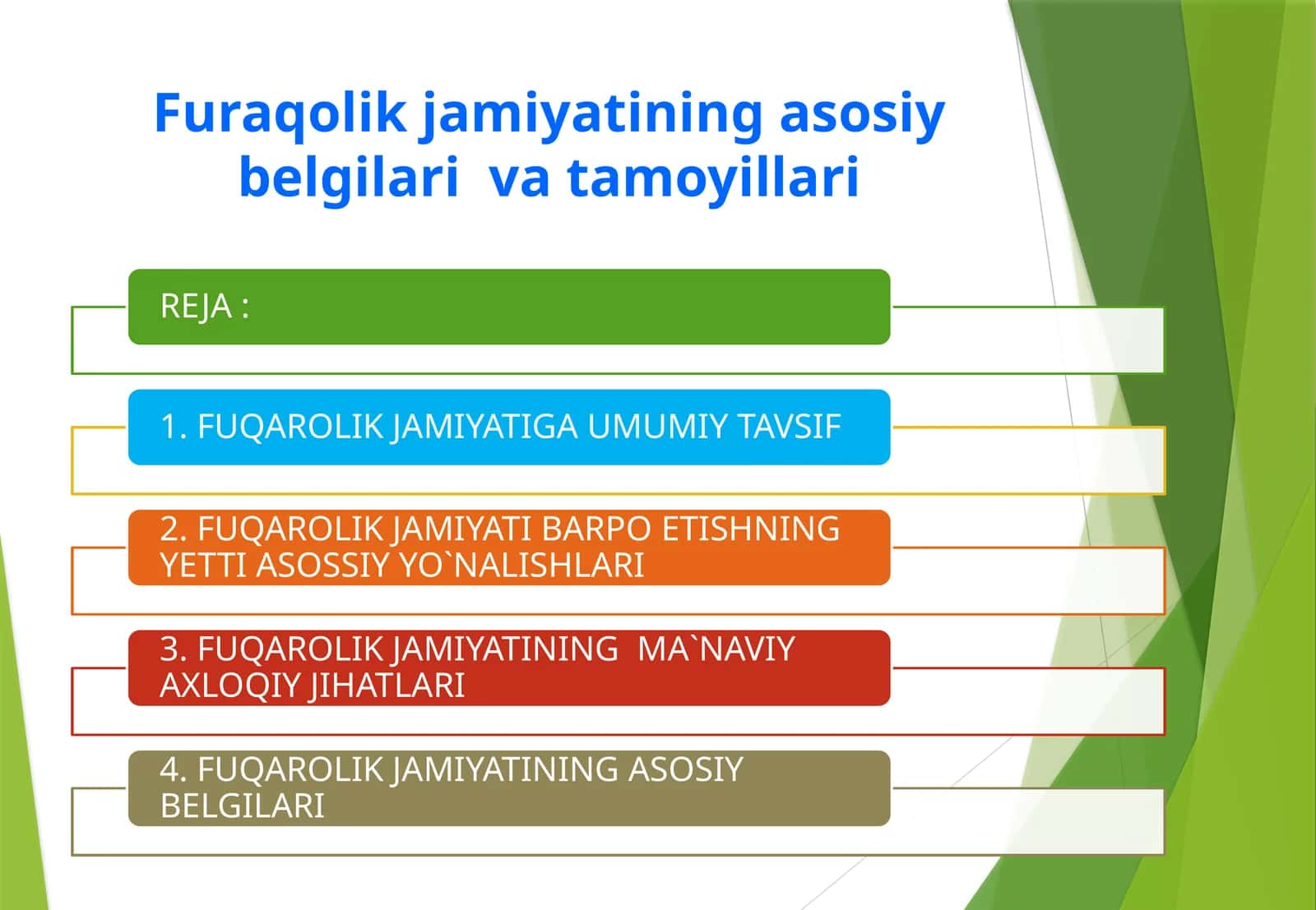 Furaqolik jamiyatining asosiy belgilari va tamoyillari 1