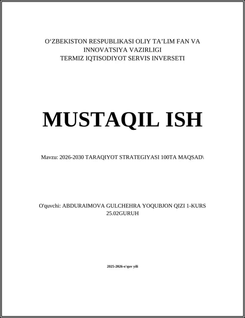 2026-2030 TARAQIYOT STRATEGIYASI 100TA MAQSAD 1