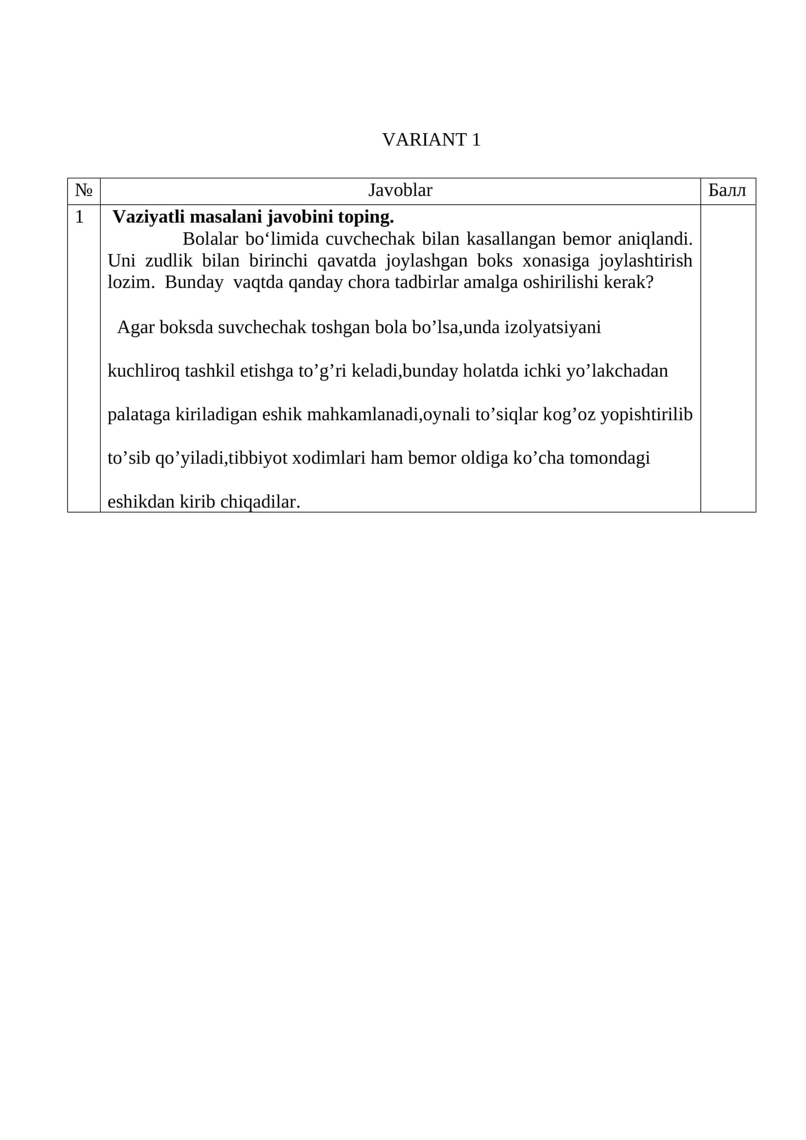 Vaziyatli masala: Bola bimor va xonada tadbir 1