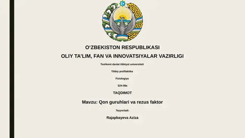 Qon guruhlari va rezus faktor 1