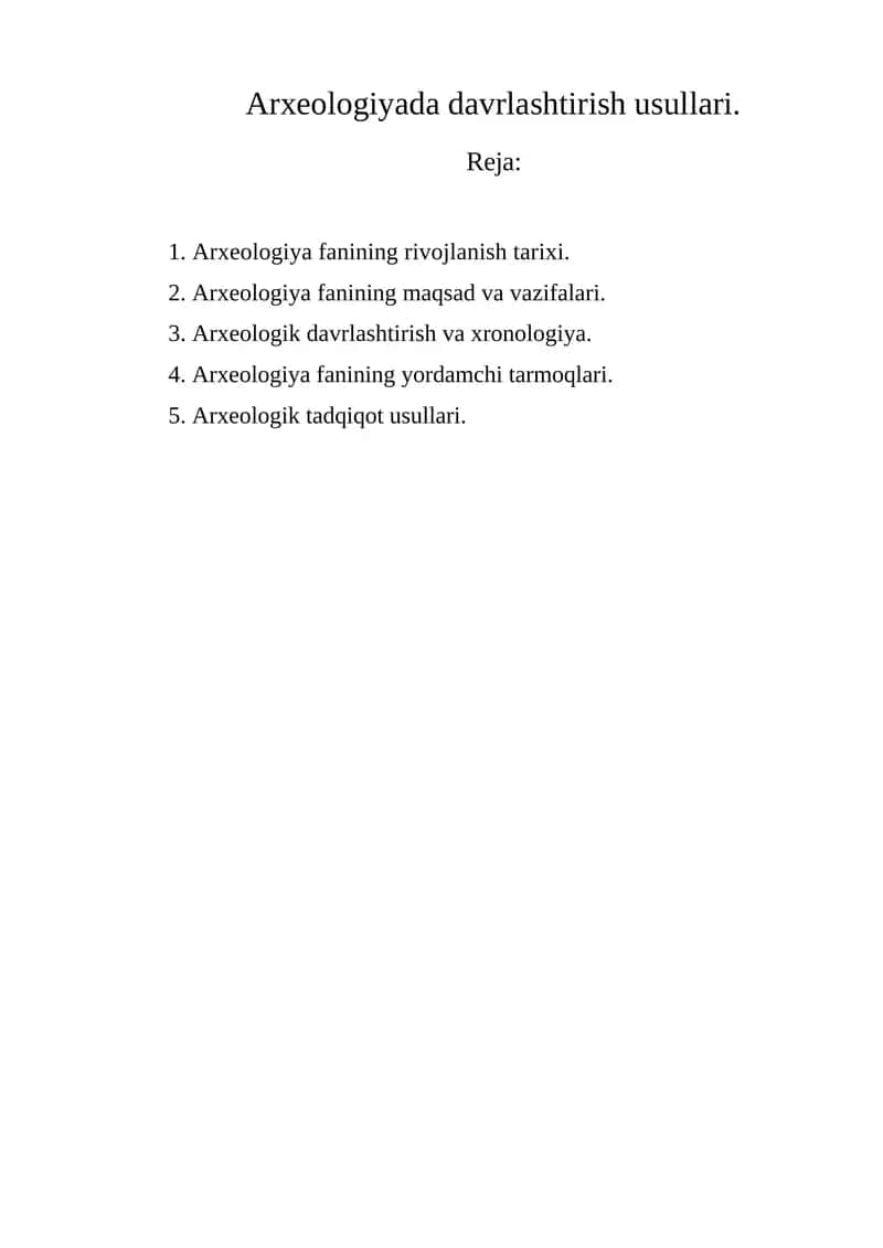 Arxeologiyada davrlashtirish usullari 1