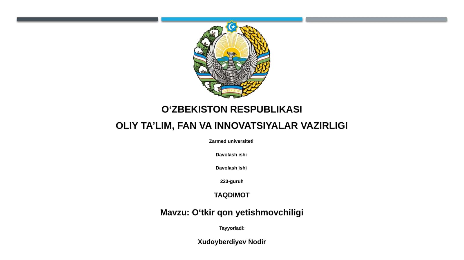 Oʻtkir qon yetishmovchiligi 1