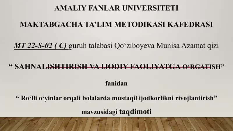 Roʻlli oʻyinlar orqali bolalarda mustaqil ijodkorlikni rivojlantirish 1