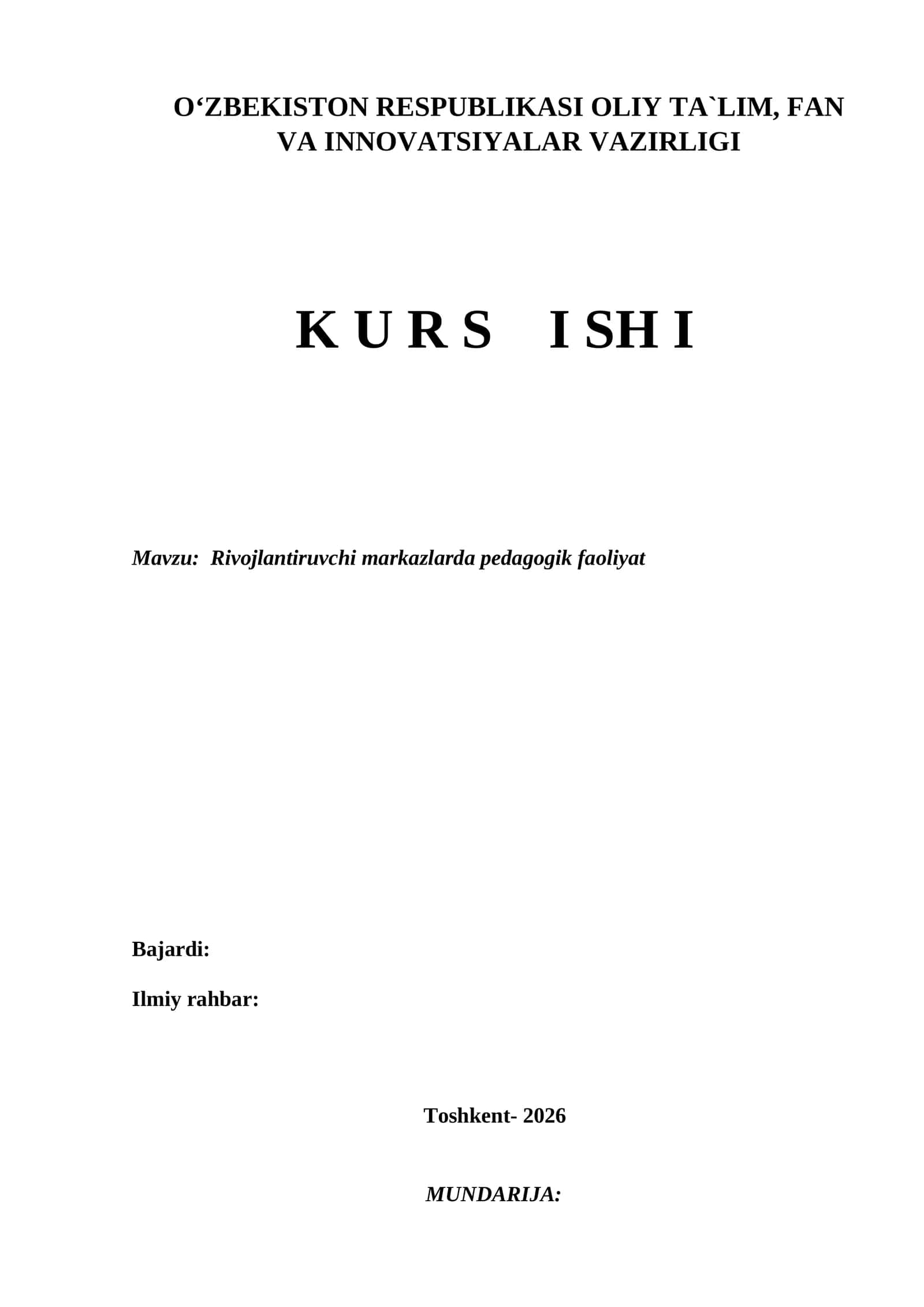 Rivojlantiruvchi markazlarda pedagogik faoliyat 1