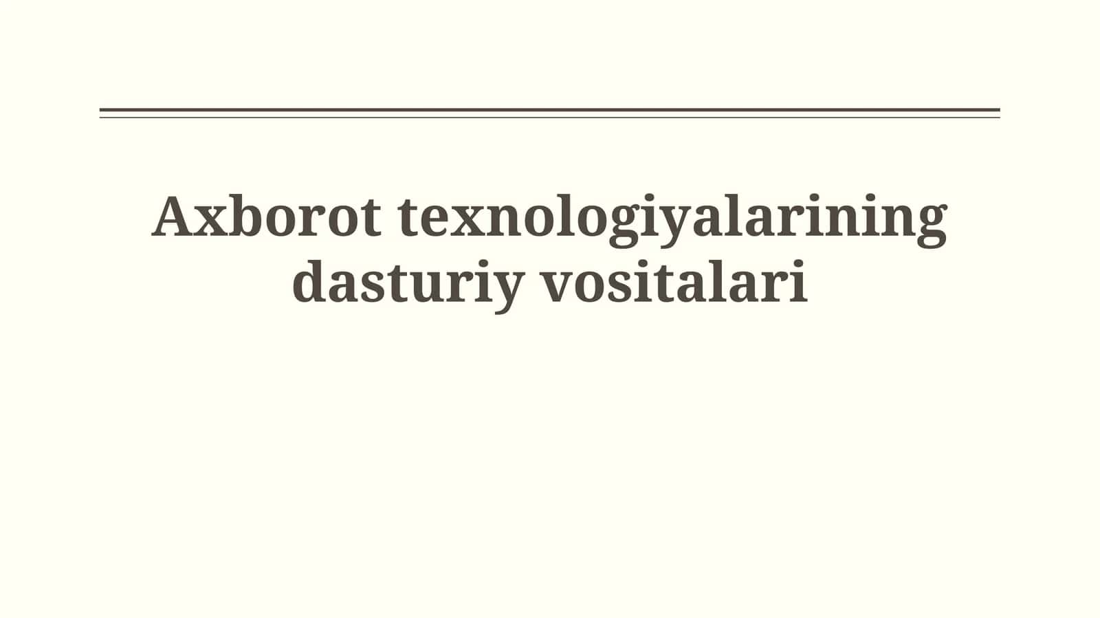 Dasturiy ta'minot vositalari 1