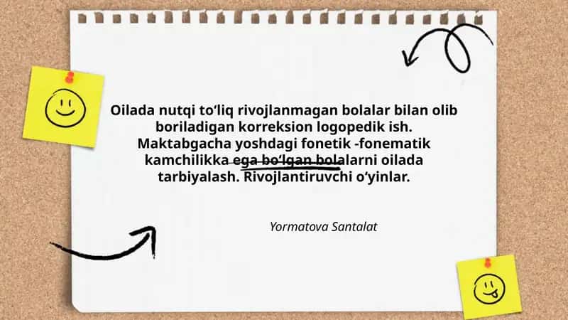 Oilada nutqi toʻliq rivojlanmagan bolalar bilan olib boriladigan korreksion logopedik ish 1