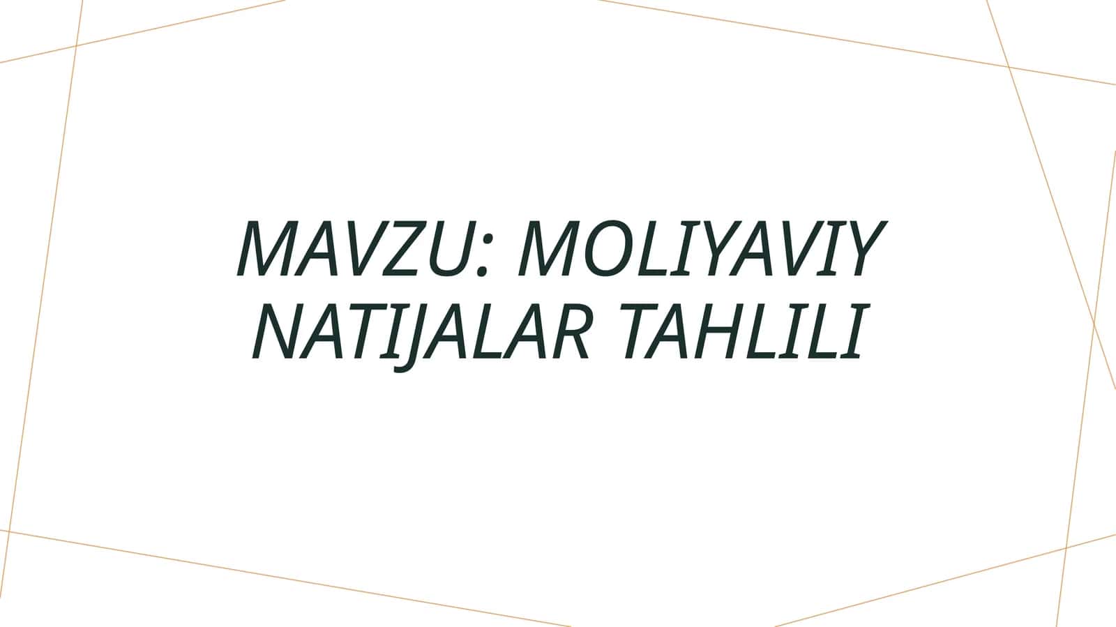 Moliyaviy natijalar tahlili 1