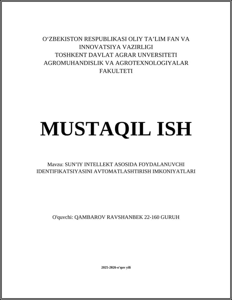 SUN’IY INTELLEKT ASOSIDA FOYDALANUVCHI IDENTIFIKATSIYASINI AVTOMATLASHTIRISH IMKONIYATLARI 1