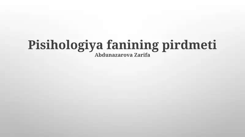 Psixologiyaning Asoslari 1