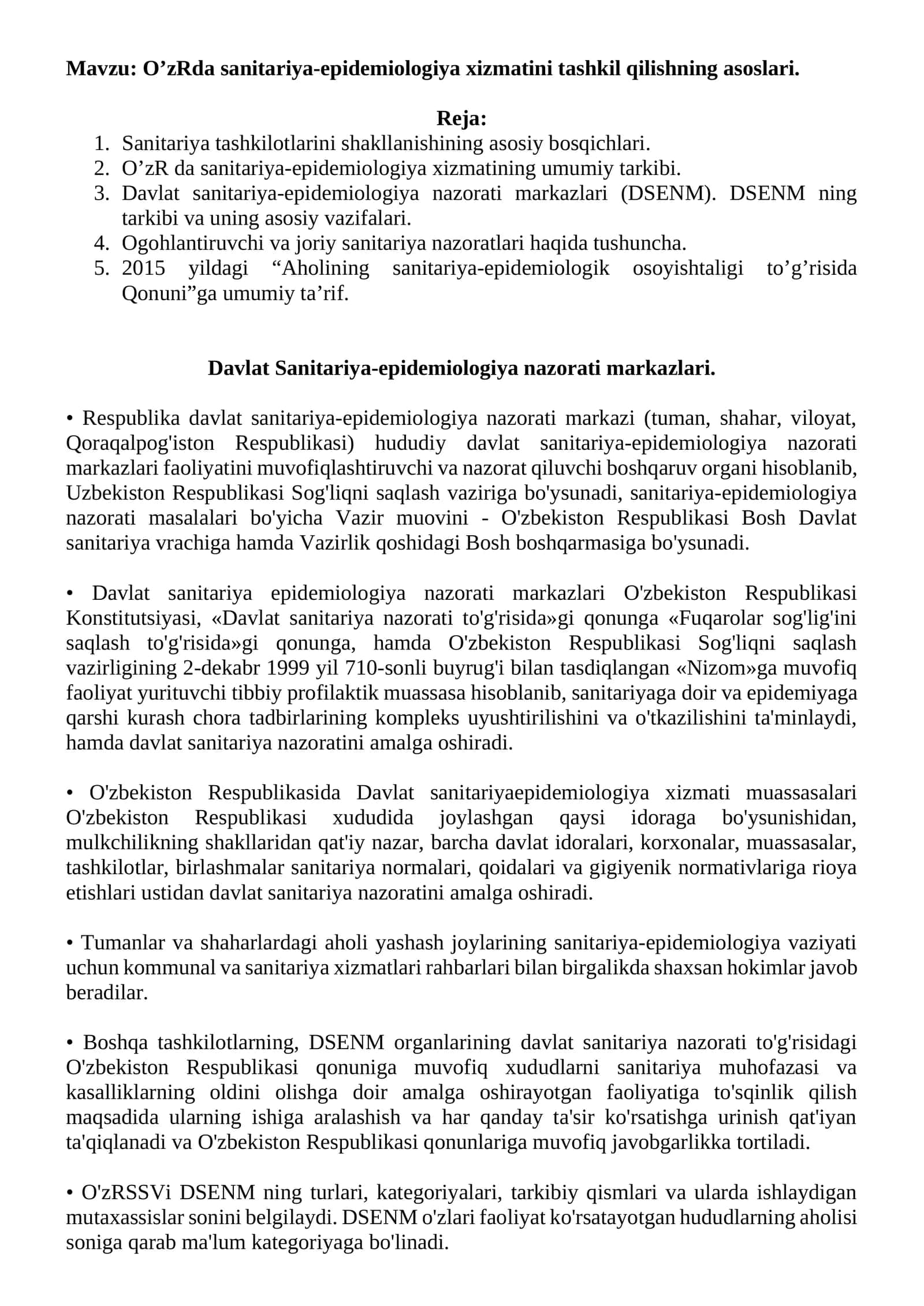 OʼzRda sanitariya-epidemiologiya xizmatini tashkil qilishning asoslari 1