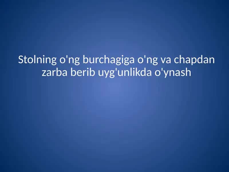 Stolning o'ngburchagi va chapdan zarbaberligi 1