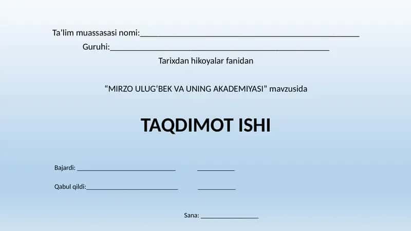 Mirzo Ulug'bek va uning akademiyasi 1