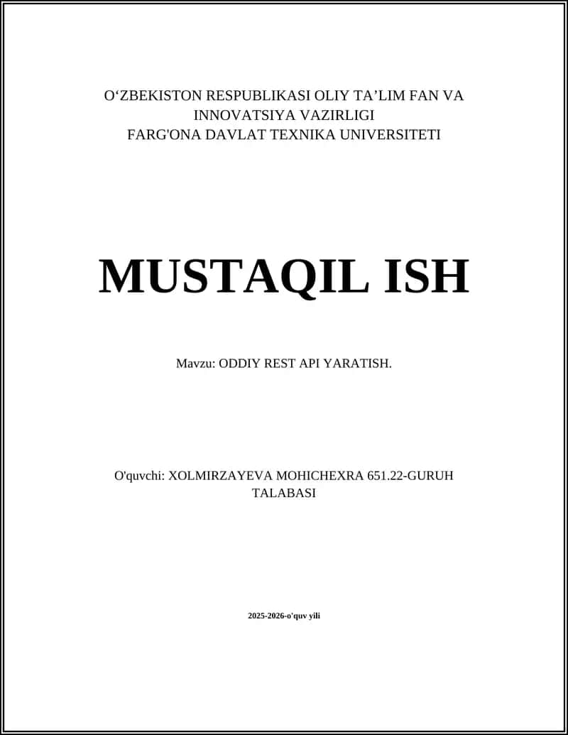 ODDIY REST API YARATISH 1