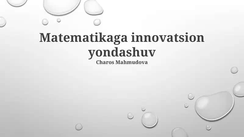 Matematikaga innovatsion yondashuv 1