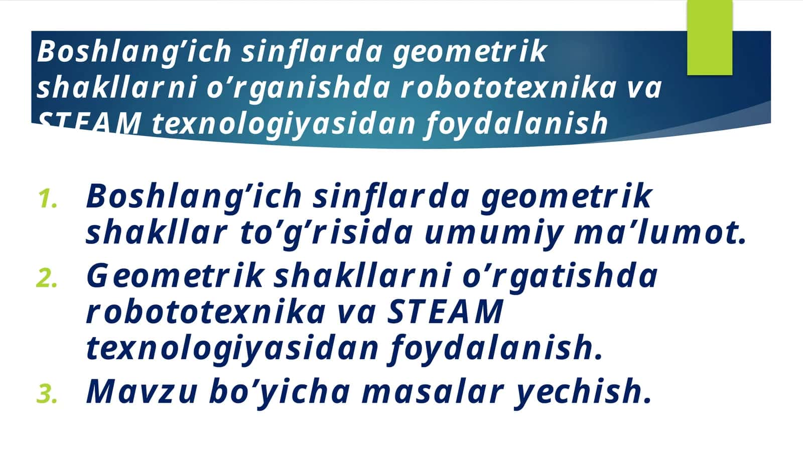 Geometrik shakllarni o'rgatish robototexnika va STEAM texnologiyasi 1