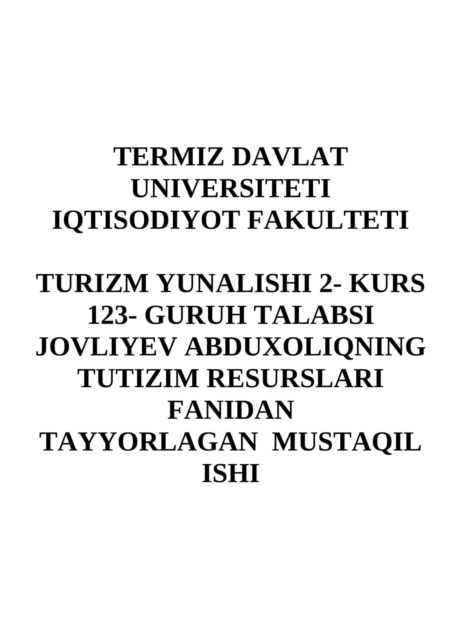 Turistik resurslar 1