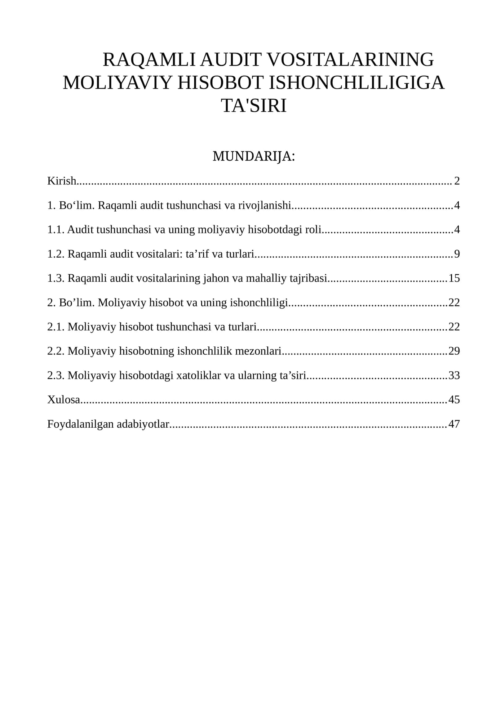 RAQAMLI AUDIT VOSITALARINING MOLIYAVIY HISOBOT ISHONCHLILIGIGA TA'SIRI 1