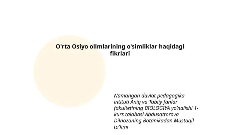 O'rta Osiyo olimlarining o'simliklar haqidagi fikrlari 1