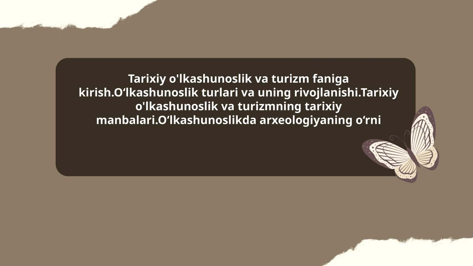 Tarixiy o'lkashunoslik va turizm faniga kirish 1