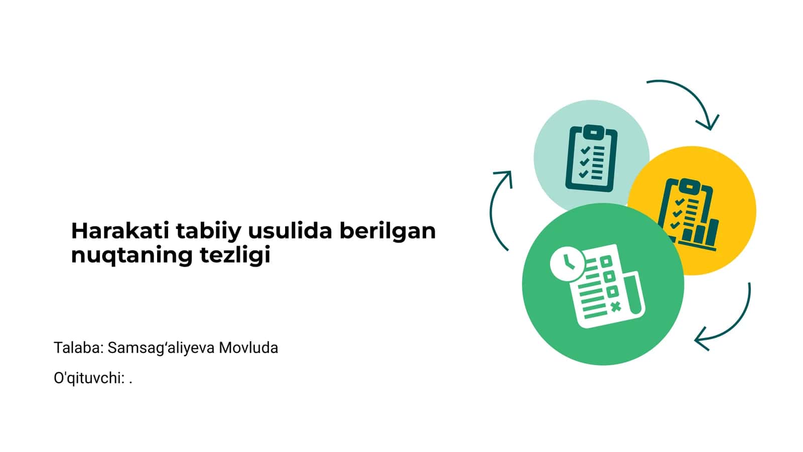 Harakati tabiiy usulida berilgan nuqtaning tezligi 1