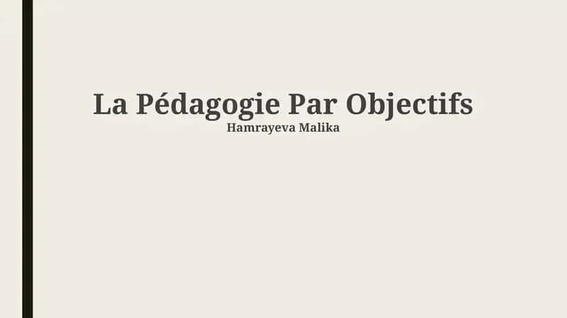 La Pédagogie Par Objectifs 1