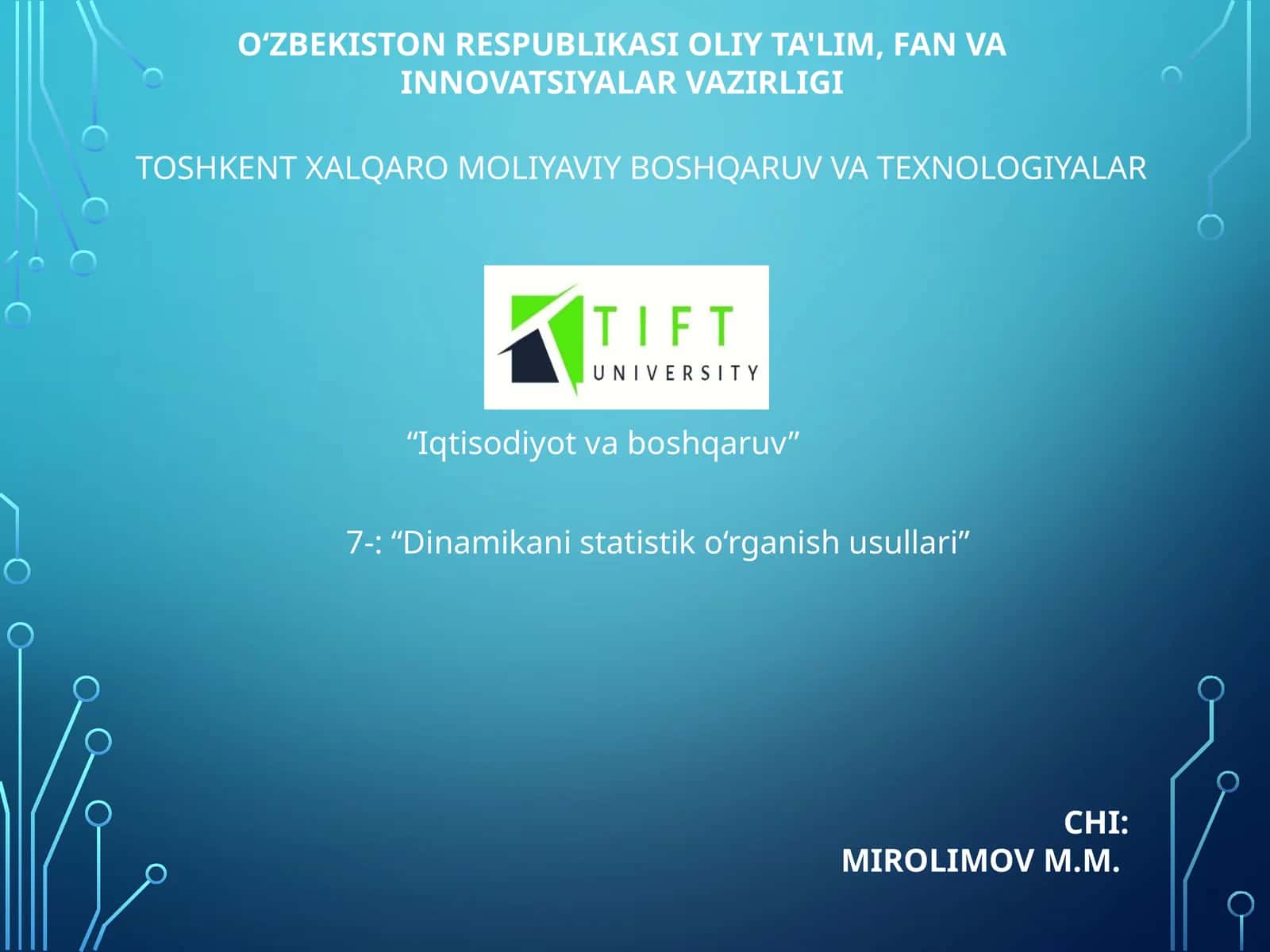 Dinamikani statistik o‘rganish usullari 1