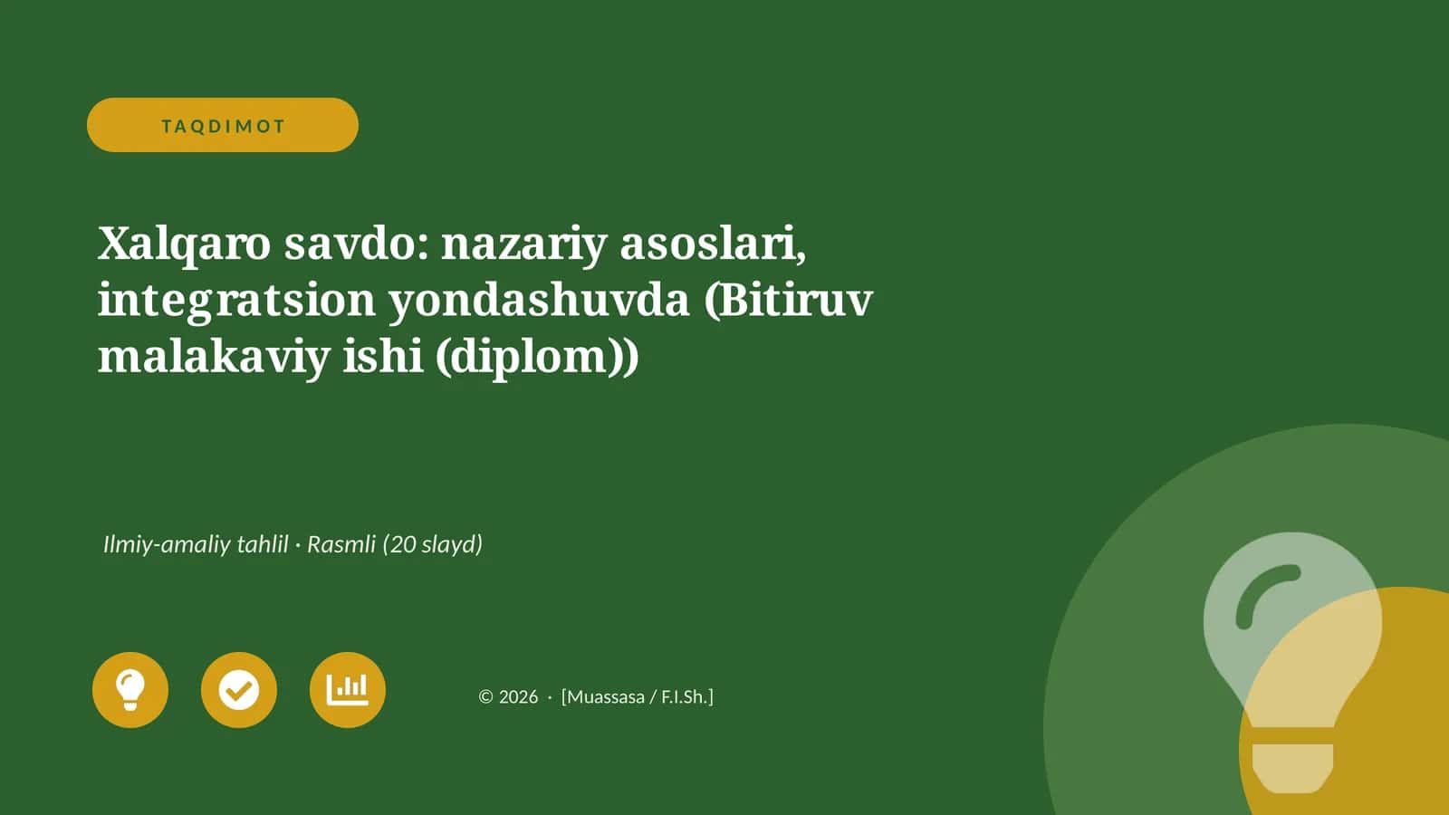 Xalqaro savdo: nazariy asoslari, integratsion yondashuvda (Bitiruv malakaviy ishi (diplom)) 1