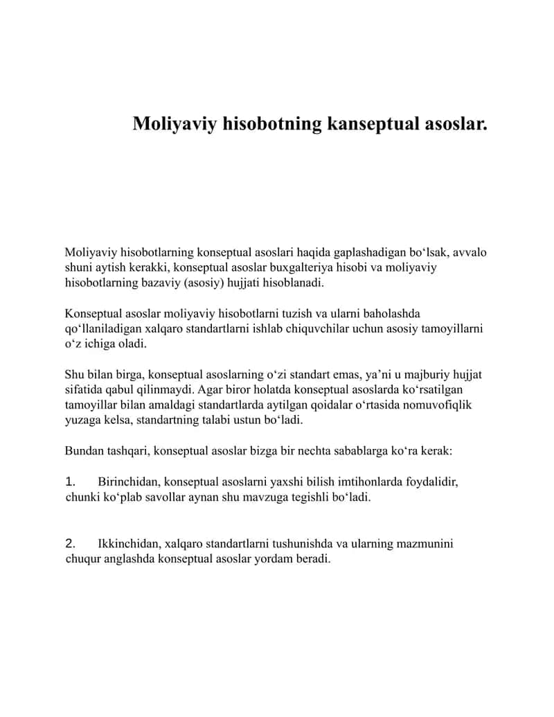 Moliyaviy hisobotning kanseptual asoslar 1