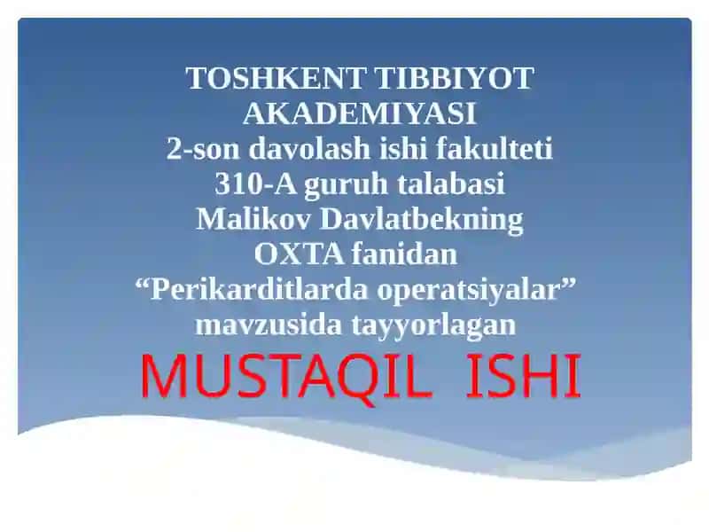 Perikarditlarda operatsiyalar