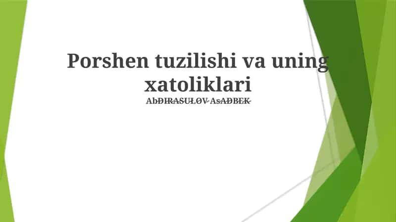 Piston tuzilishi va uning xatoliklari 1