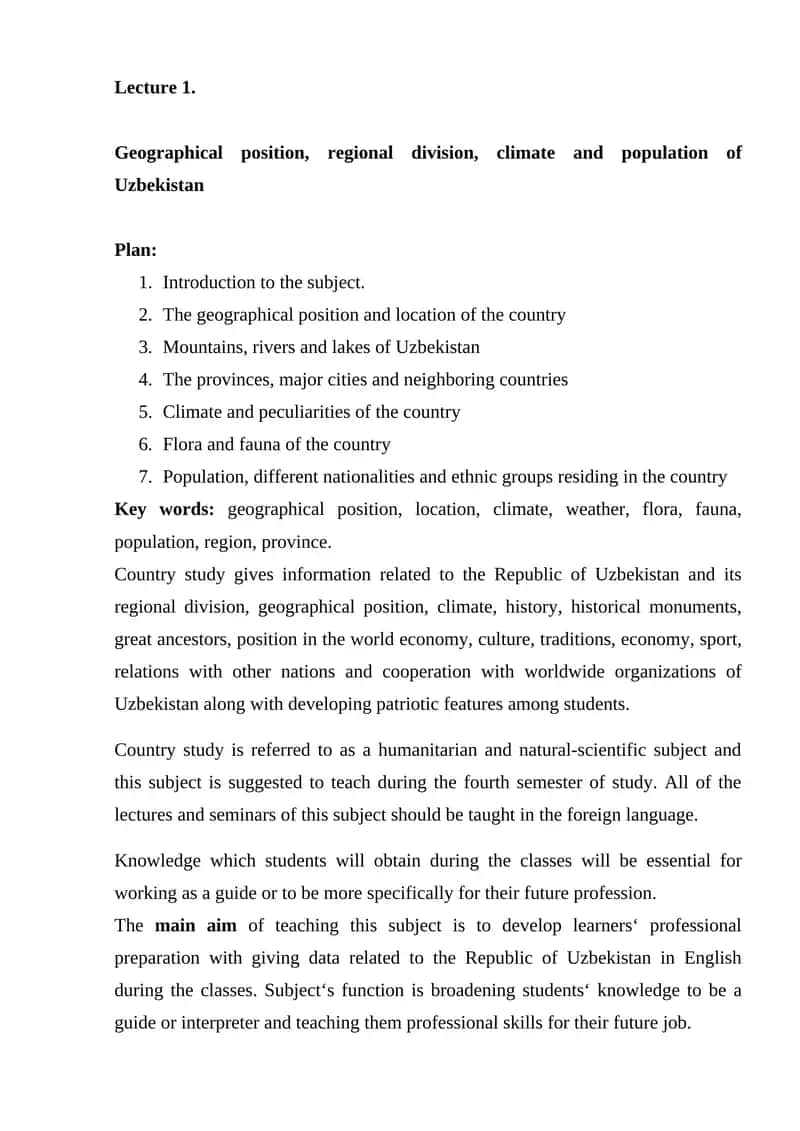 Country Study of Uzbekistan 1
