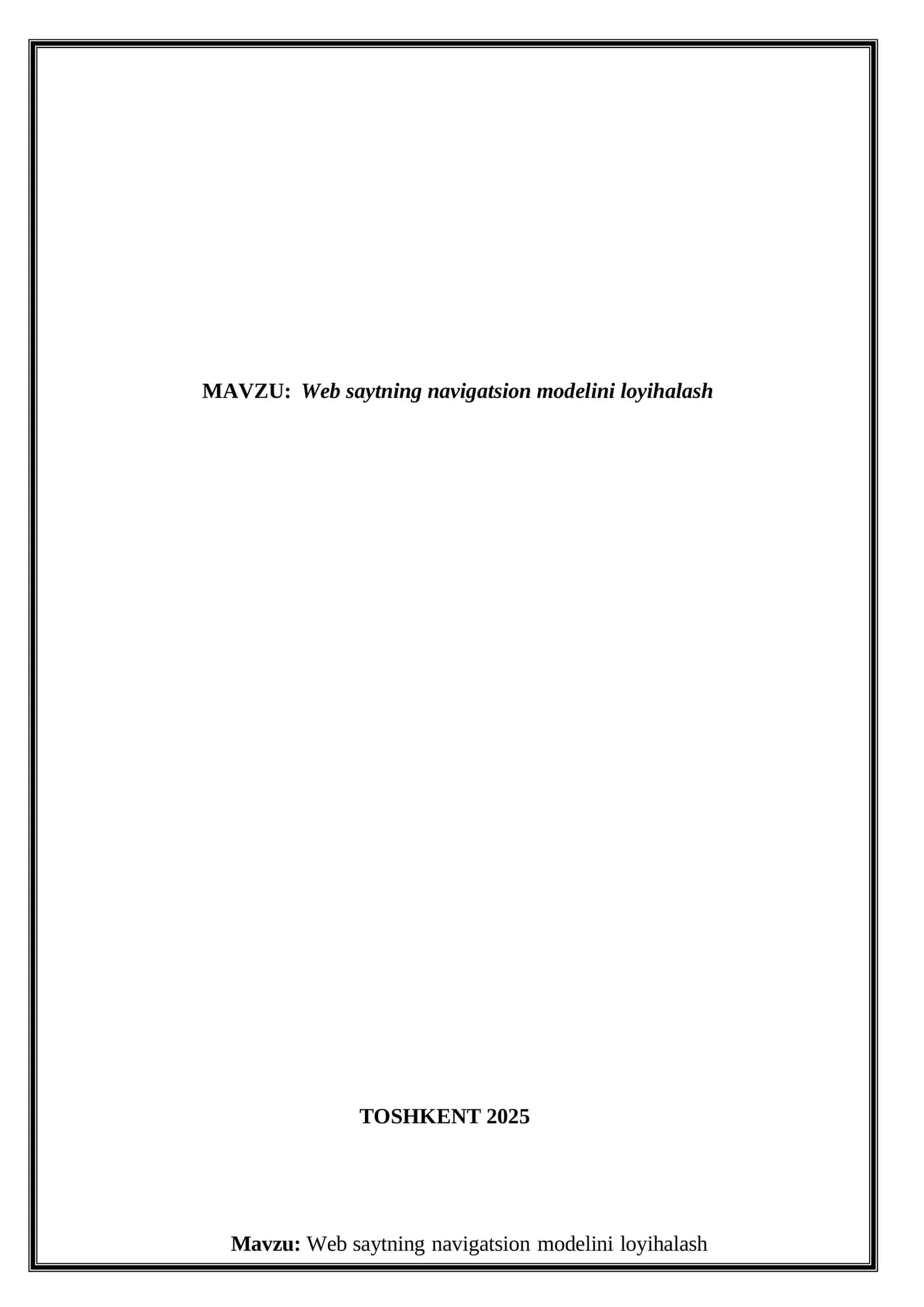Web saytning navigatsion modelini loyihalash 1