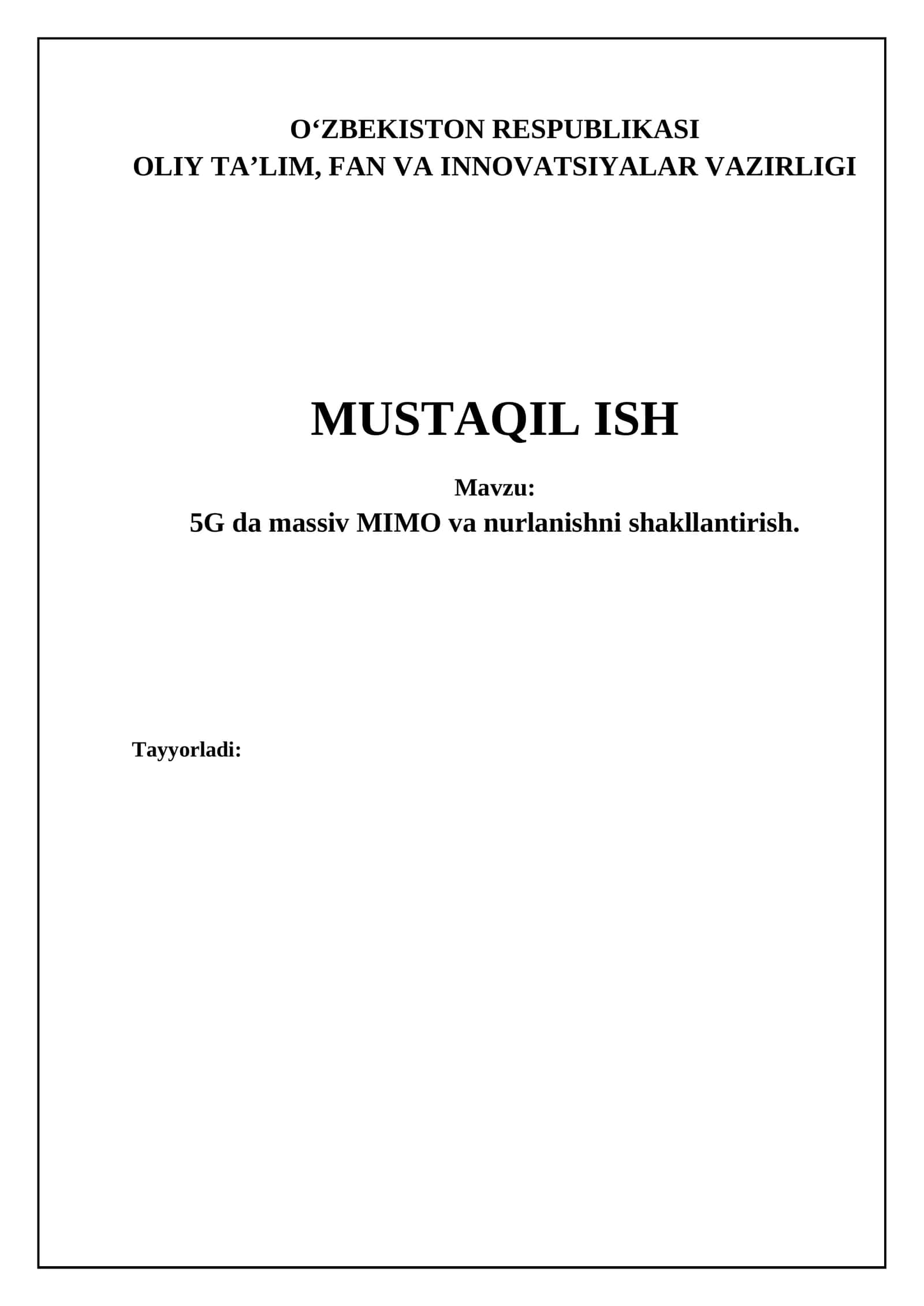 5G da massiv MIMO va nurlanishni shakllantirish 1
