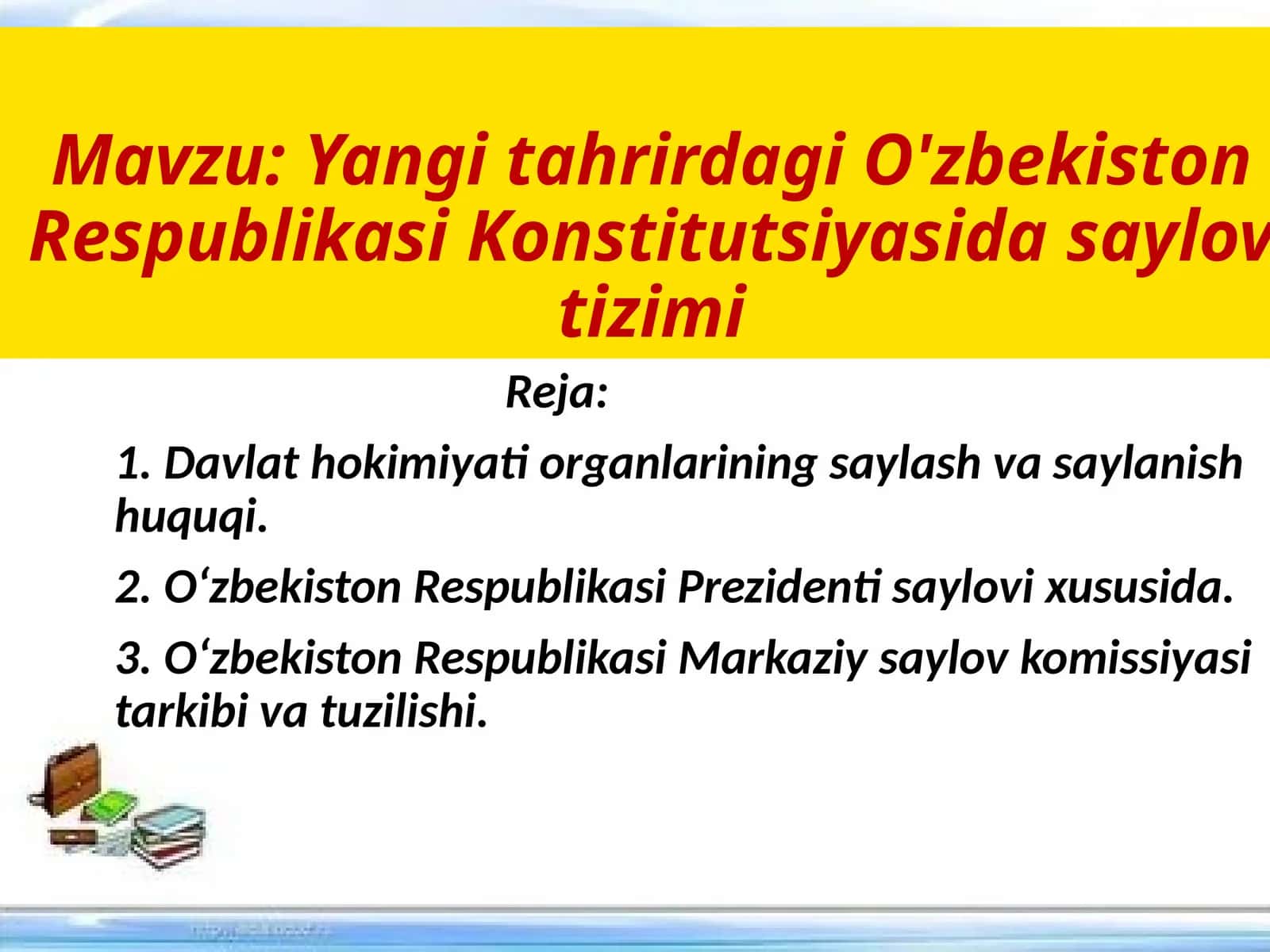 Yangi tahrirdagi O'zbekiston Respublikasi Konstitutsiyasida saylov tizimi 1